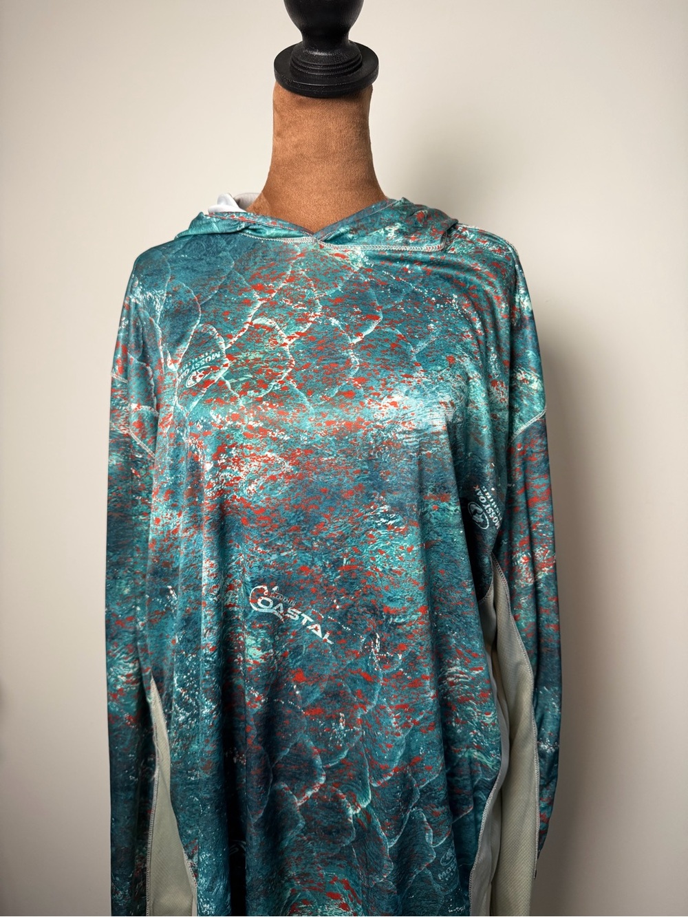 Coastal Performance Hoodie in Teal & Coral by Calcutta